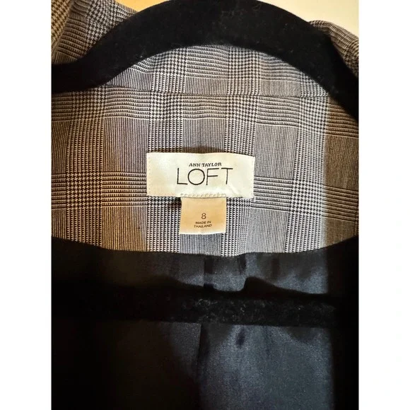 LOFT Glen‎ Plaid One-Button Blazer Gray Workwear Jacket Size 8 - Picture 3 of 7
